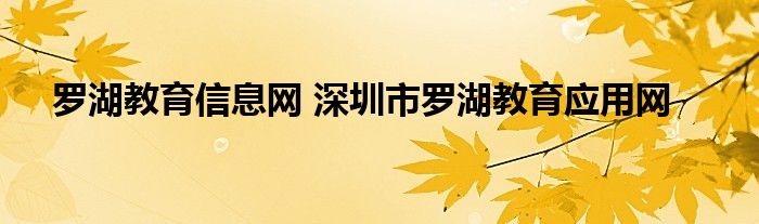 罗湖教育信息网 深圳市罗湖教育应用网