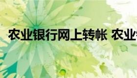 农业银行网上转帐 农业银行网上转账额度）