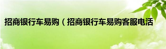 招商银行车易购（招商银行车易购客服电活