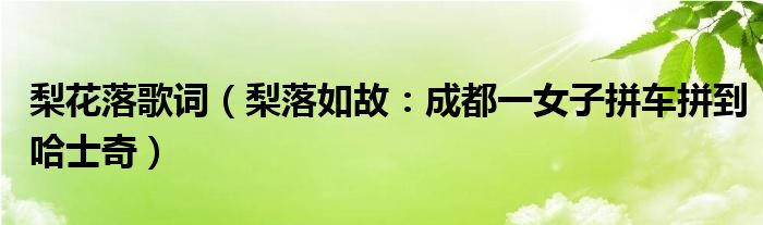 梨花落歌词（梨落如故：成都一女子拼车拼到哈士奇）