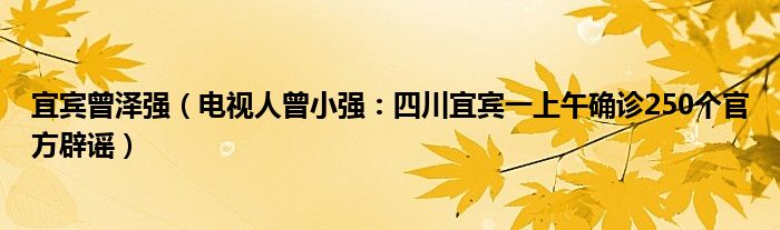 宜宾曾泽强（电视人曾小强：四川宜宾一上午确诊250个官方辟谣）