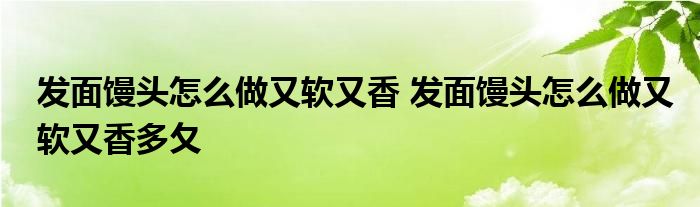 发面馒头怎么做又软又香 发面馒头怎么做又软又香多夂