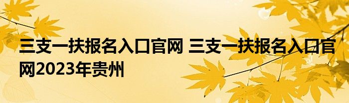 三支一扶报名入口官网 三支一扶报名入口官网2023年贵州