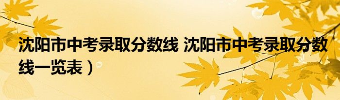 沈阳市中考录取分数线 沈阳市中考录取分数线一览表）