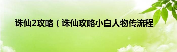 诛仙2攻略（诛仙攻略小白人物传流程