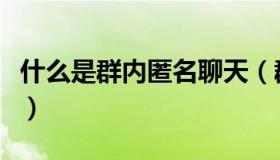 什么是群内匿名聊天（群内匿名聊天什么意思）