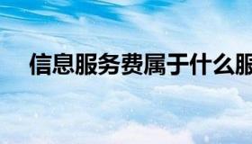 信息服务费属于什么服务（信息服务费）