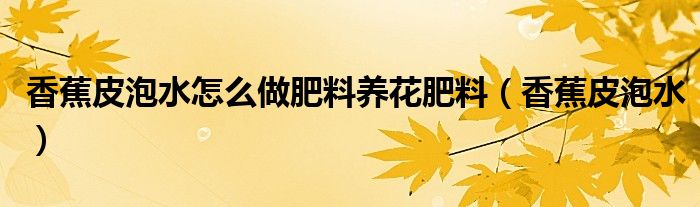 香蕉皮泡水做肥料（香蕉皮泡水做肥料需要密封吗）