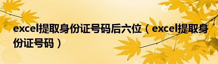 Excel提取身份证号码长度（身份证号码怎么查询个人信息）