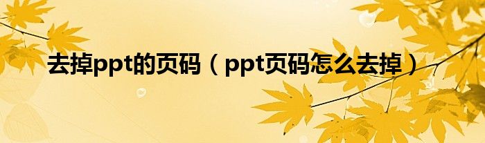 如何去除PPT中的动画（如何去除ppt中的页码）