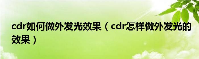 cdr软件设置（cdr怎么设置外发光效果）