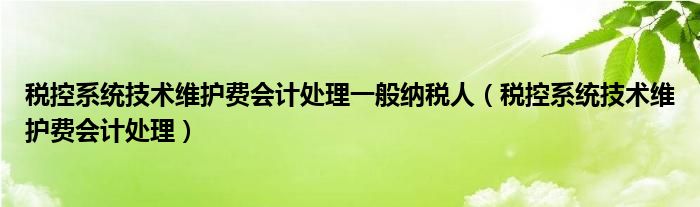 税控技术维护费怎么抵扣（税控技术维护费是什么）