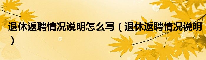 退休返聘的请示（退休返聘说明怎么写）