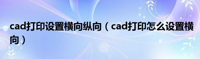 cad2009打印横向纵向（cad打印设置横向纵向怎么设置）