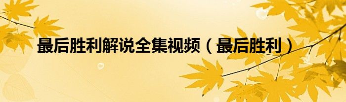 最后胜利解说全集视频在线观看（《最后胜利》结局）