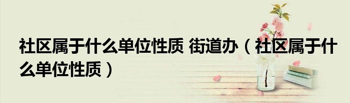 社区属于什么单位性质居委会（社区属于什么单位性质 街道办）