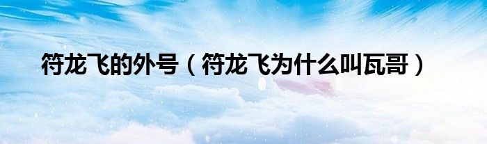 符龙飞和老婆（符龙飞是个什么鬼）