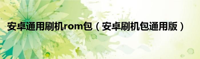安卓通用刷机rom包下载（安卓系统通用刷机包）