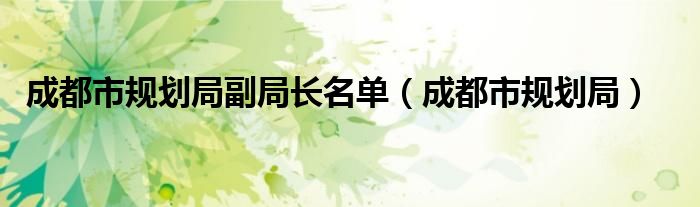成都市规划局党档案室负责人袁丹（成都市规划局党组书记）