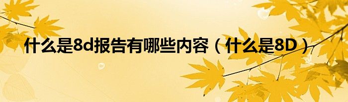 8d报告是什么报告（8d报告包含哪些内容）