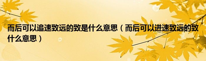追速致远的致什么意思（而后可以追速致远的致的意思）