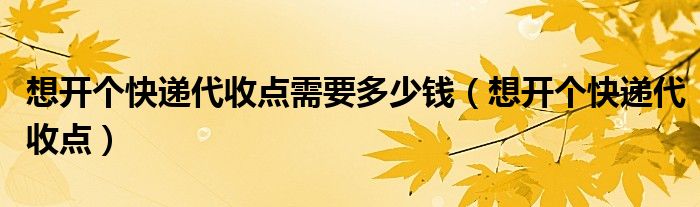 如何开快递代收点需要多少钱（开一个快递代收点需要什么条件自己要学会什么）