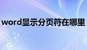 word显示分页符在哪里（word显示分页符）