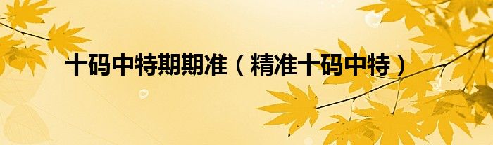 十码中特三期必中一期（10码中特期期准）