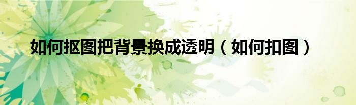 如何抠图把背景换成透明（如何抠图把背景换成透明ppt）
