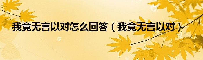 我竟无言以对的表情包（我竟无言以对的文言文）