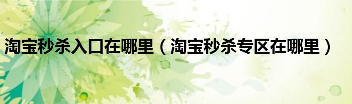 最新版手机淘宝秒杀在哪里找（淘宝秒杀入口在哪里看）