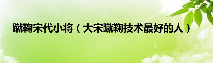 蹴鞠宋代足球小将（蹴鞠宋代足球小将）