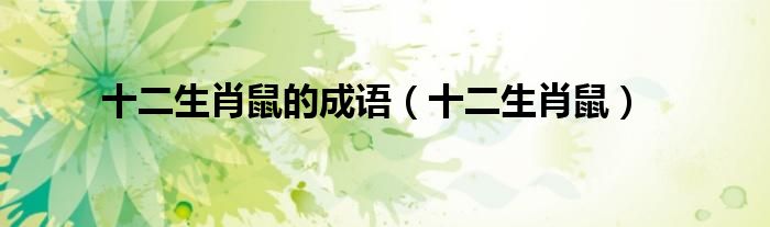十二生肖鼠的词语（十二生肖鼠的成语大全）