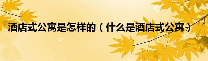 酒店式公寓的定义（酒店式公寓指的是什么）