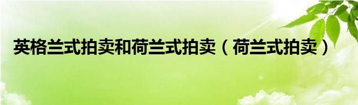 英国式拍卖和荷兰式拍卖（英格兰式拍卖又被称为）