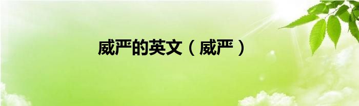 威严 英文（威严的英文名词）