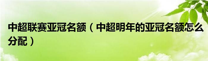 中超亚冠球队（中超亚冠参赛队）