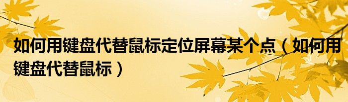 如何用键盘代替手柄（如何用键盘代替鼠标定位屏幕某个点）