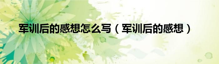 军训以后的感想（军训后的感想总结）