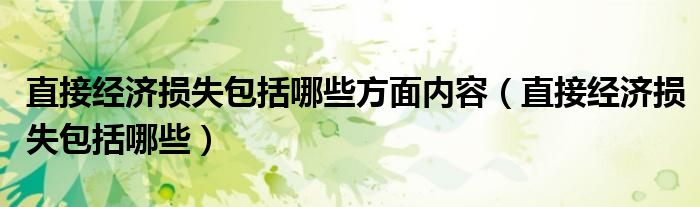 直接经济损失包括哪些内容（直接经济损失包括哪些项）