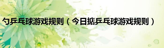 都乒乓球游戏规则 掂兵乓球