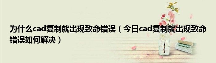 为什么cad复制就出现致命错误（今日cad复制就出现致命错误如何解决）