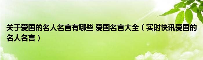 关于爱国的名人名言大全 爱国的简短名人名言