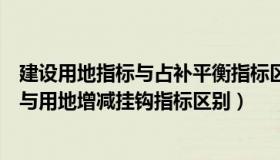 建设用地指标与占补平衡指标区别（实时快讯土地占补平衡与用地增减挂钩指标区别）