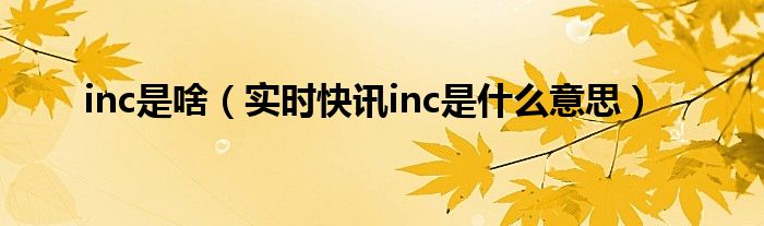 inc是什么的简称 inc是哪
