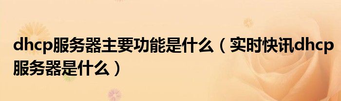 dhcp服务器的功能 dhcp服务器有什么功能