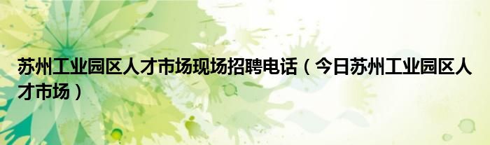 苏州工业园区工业技术学校 苏州工业园区人才市场现场招聘