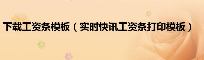 下载工资表格模板 工资条免费下载