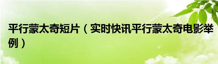 平行蒙太奇视频片段 平行蒙太奇经典例子