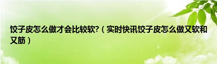 饺子皮怎么做简单? 饺子皮怎么做皮软不破